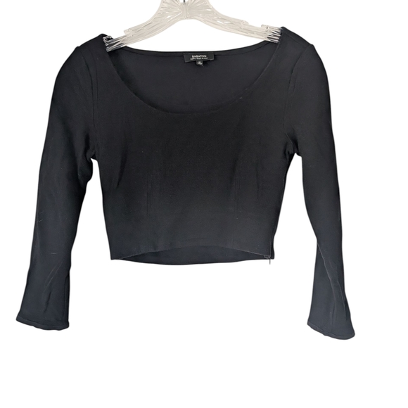 Babaton Aritzia Black Contour Cropped Blouse Sz.XS - Picture 1 of 6